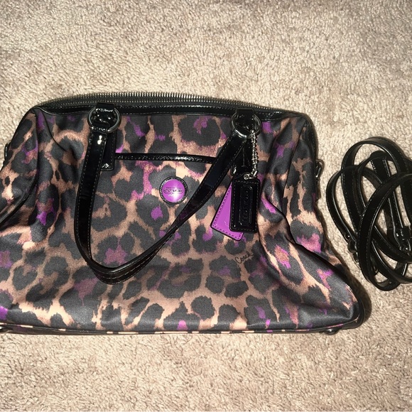 Coach Leopard Purple Purse, Gently Used, Good Condition. - Picture 2 of 4